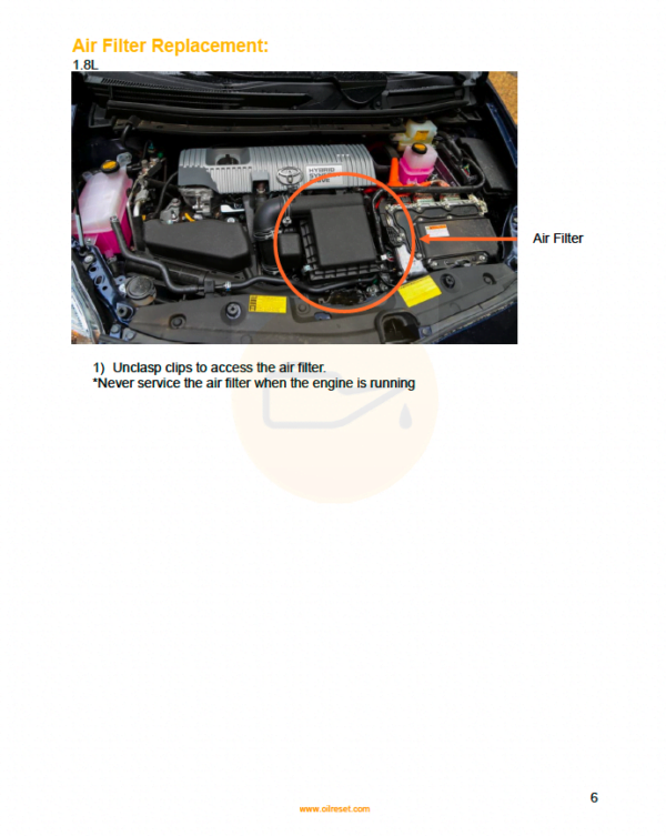 2013 Toyota Prius Air Filter Replacement